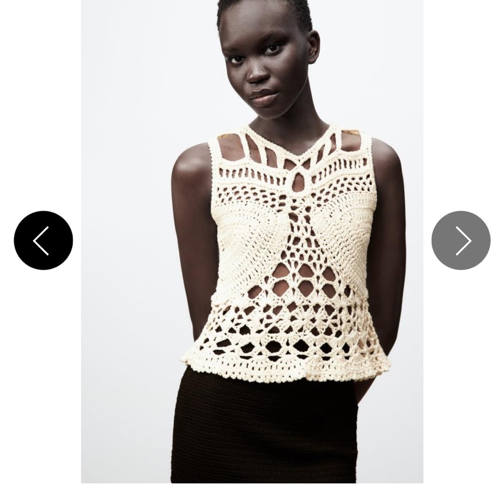 Zara Cream Crochet Knit Tank Top